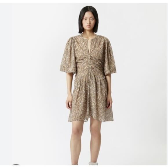 Etoile Isabel Marant Dress Womens 44 Khaki Larili Organic Cotton RO2219-22A031E